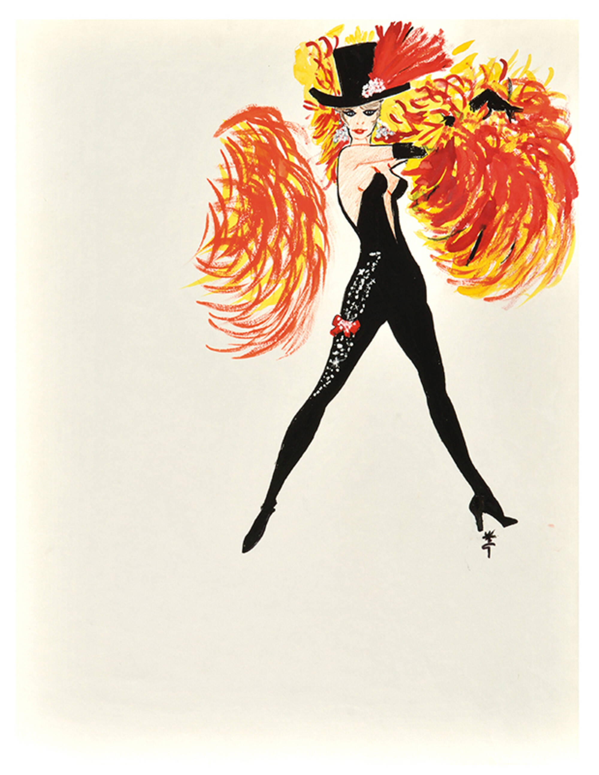Dancer with Orange and Yellow Feathers