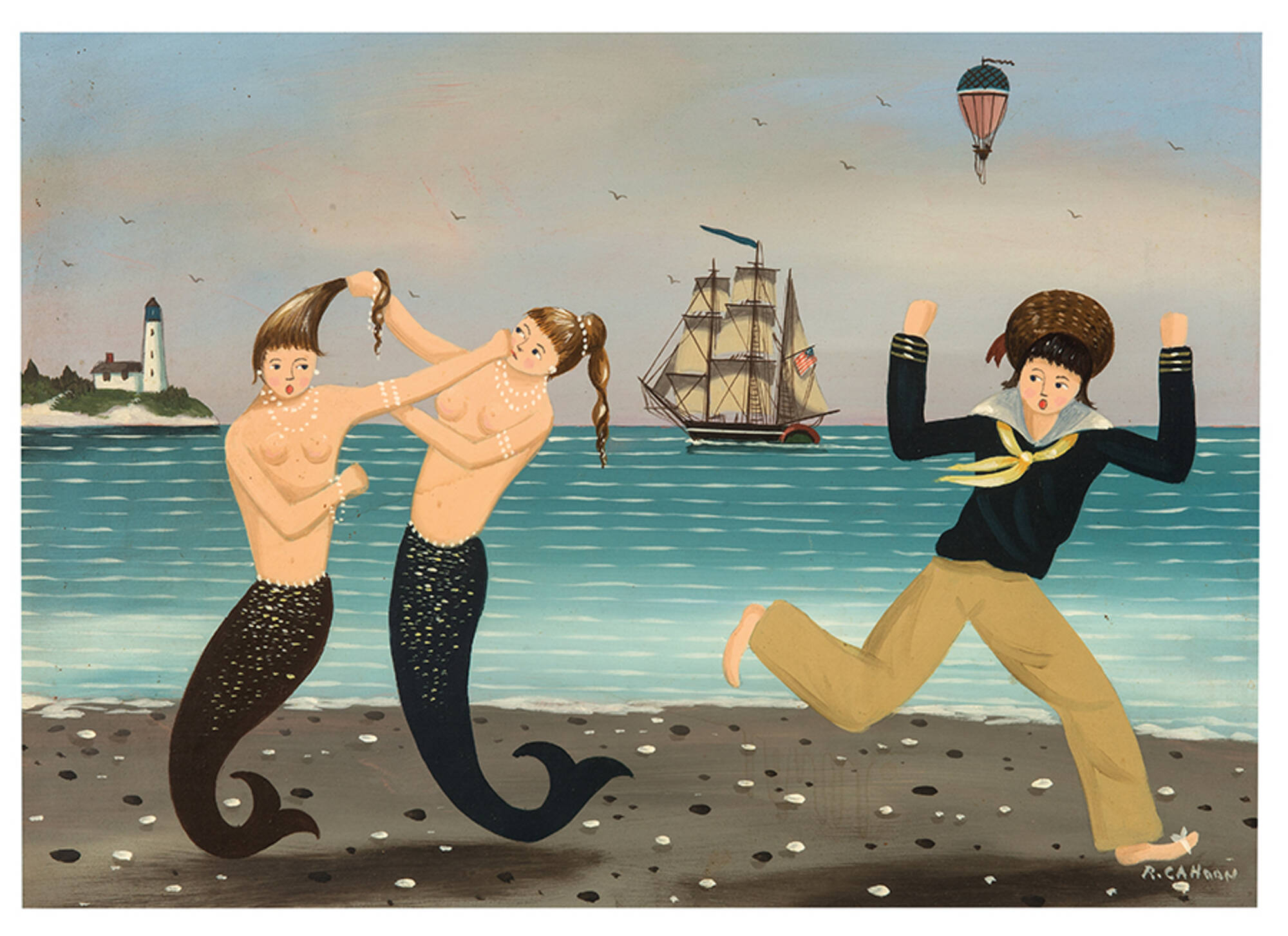 Jealousy: Hair Pulling Mermaids on the Strand