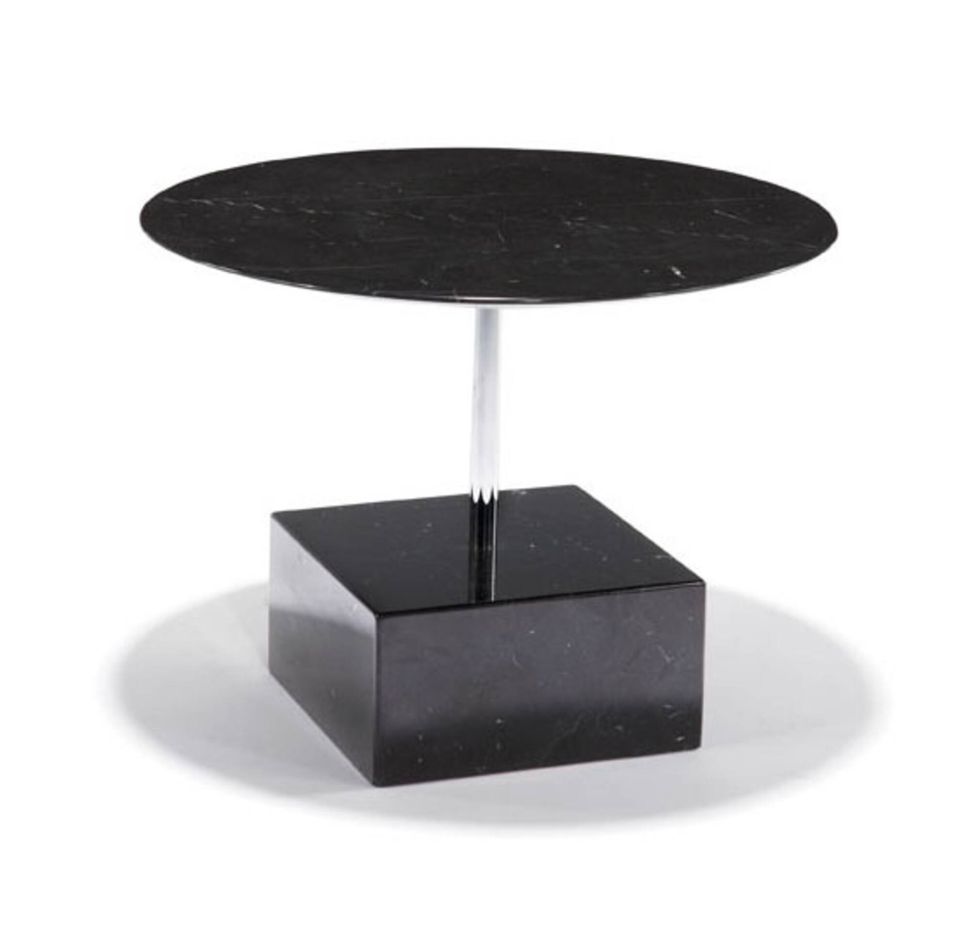 Circular coffee table with square base