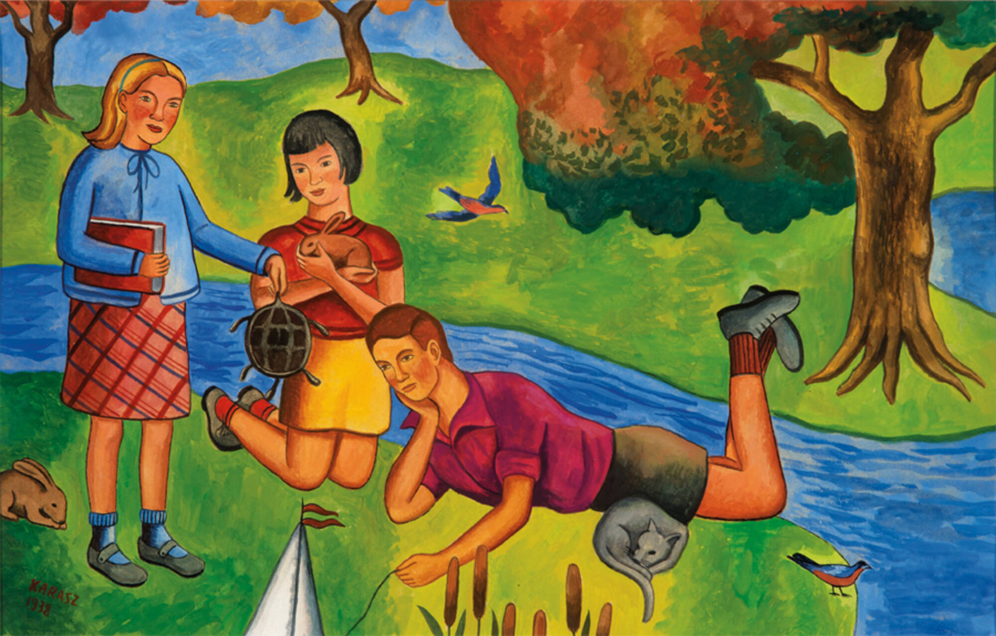 Untitled (Children Playing Creekside) and Untitled (Gingerbread Man) (2)