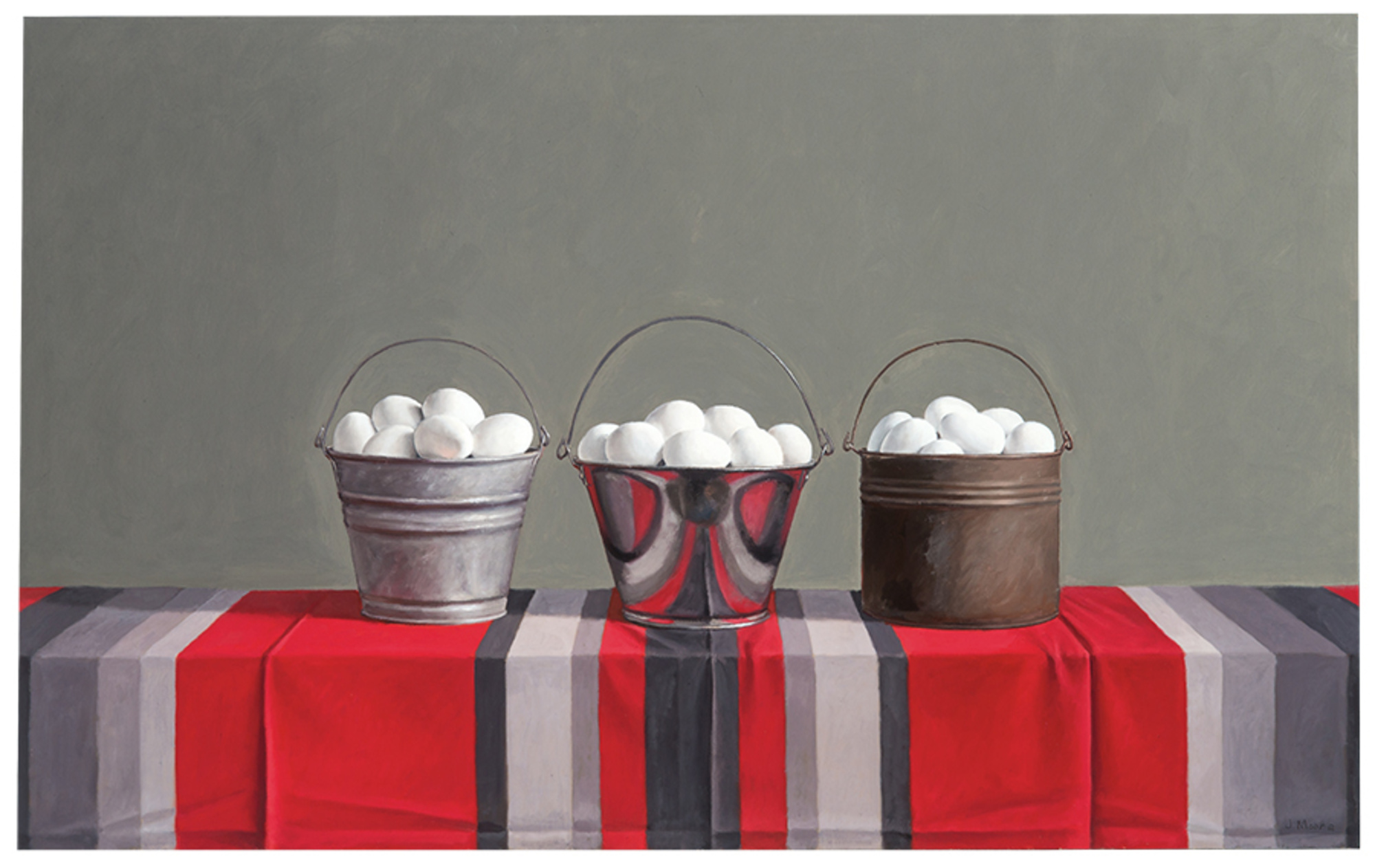 Three Buckets With Eggs