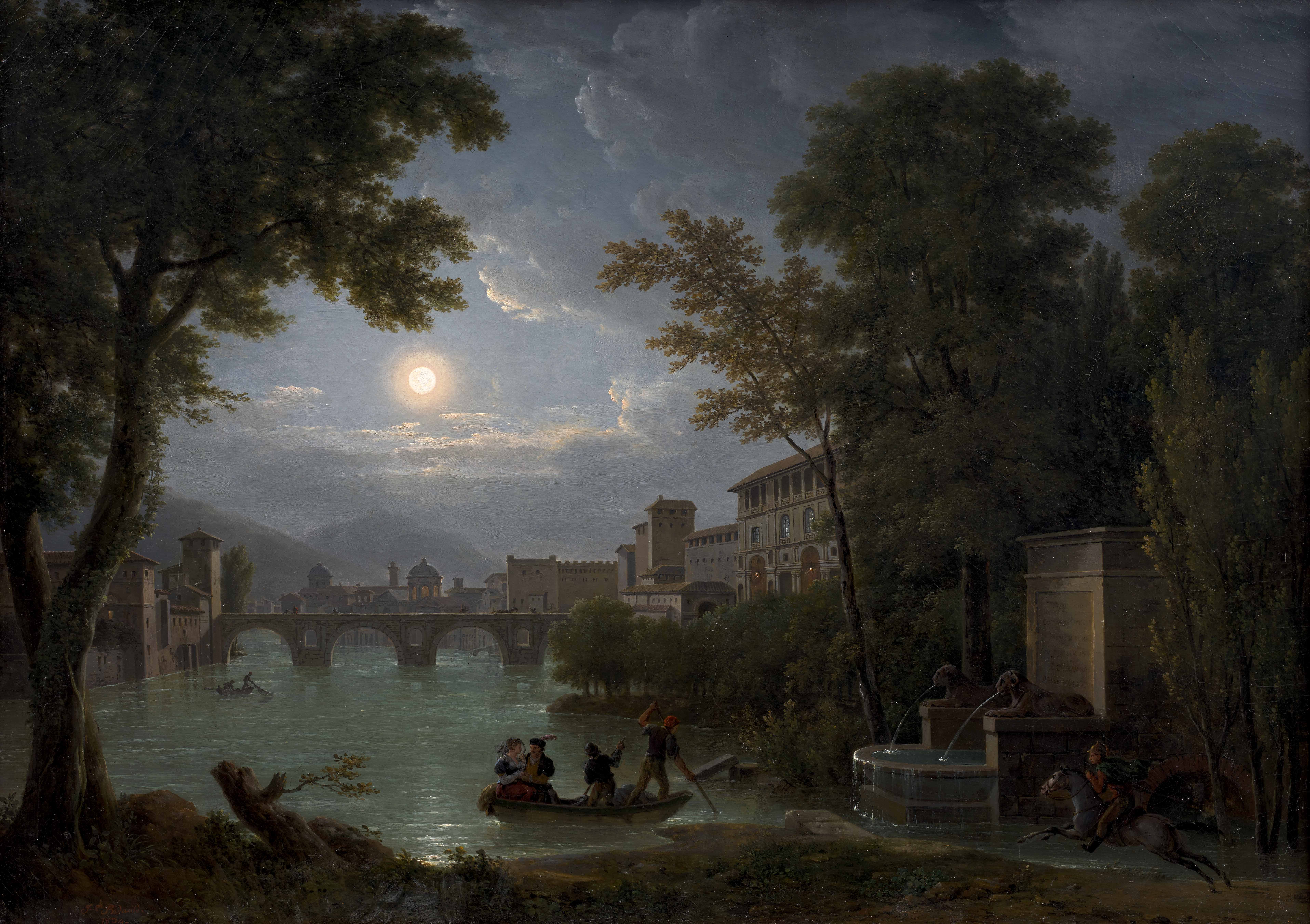 "Bianca Capello ; paysage, clair de lune"