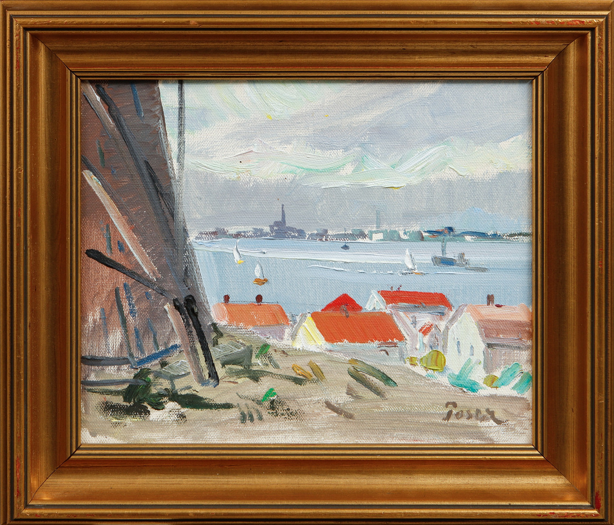 "Fiskebäckskil mot Lysekil", olja på duk, signerad.