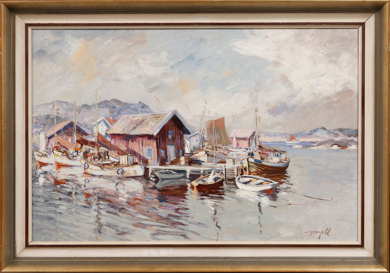"Västkust", olja på pannå, signerad.