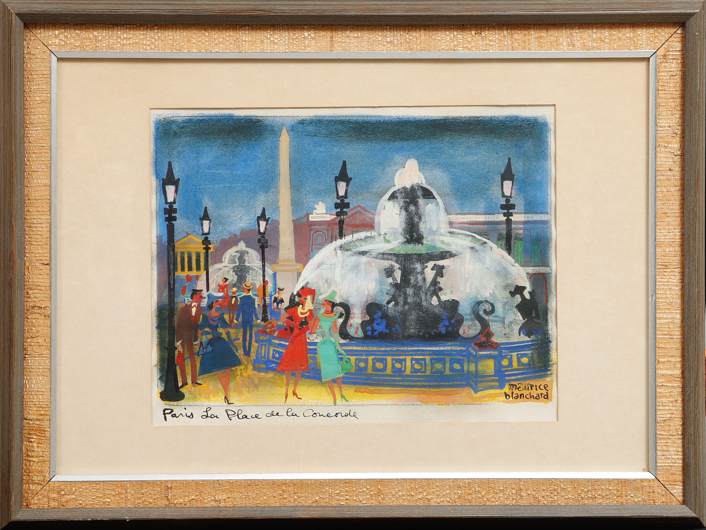 "Paris La Place de la Concorde". Blandteknik, signerad.