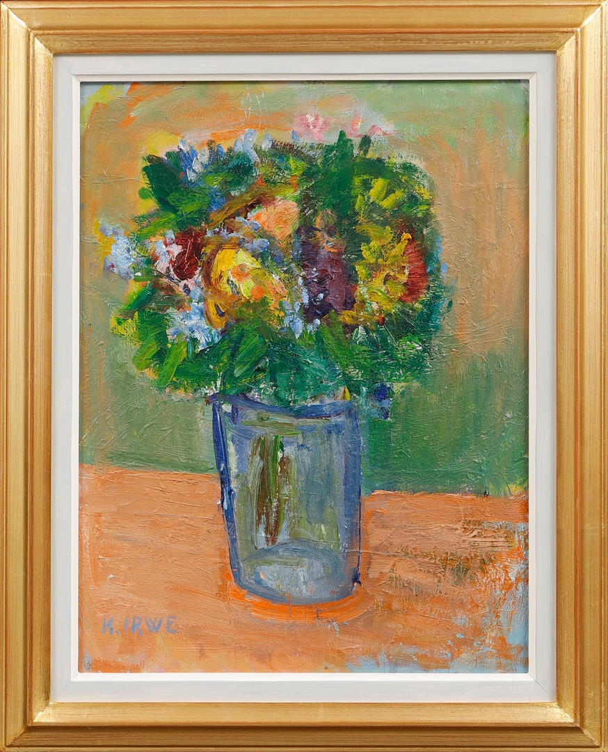 "Blommor i vas", olja på pannå, signerad.