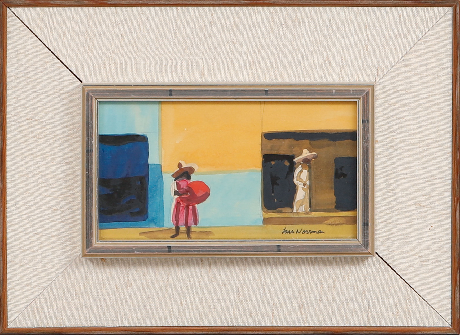 Figurscen från Mexico, gouache på papper, signerad.