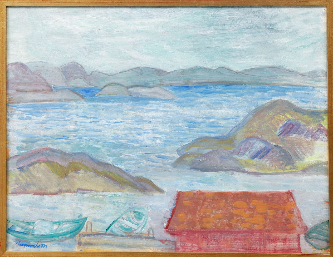 "Höneskäret", olja på duk, signerad.