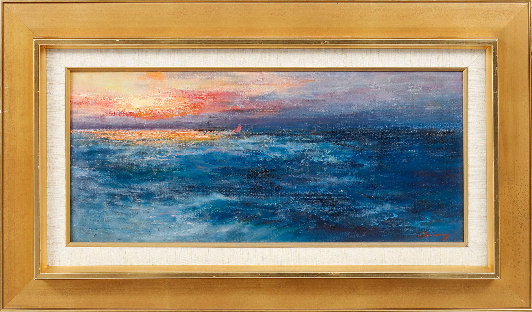 "Solnedgång över havet", Hönö, olja på duk, signerad.