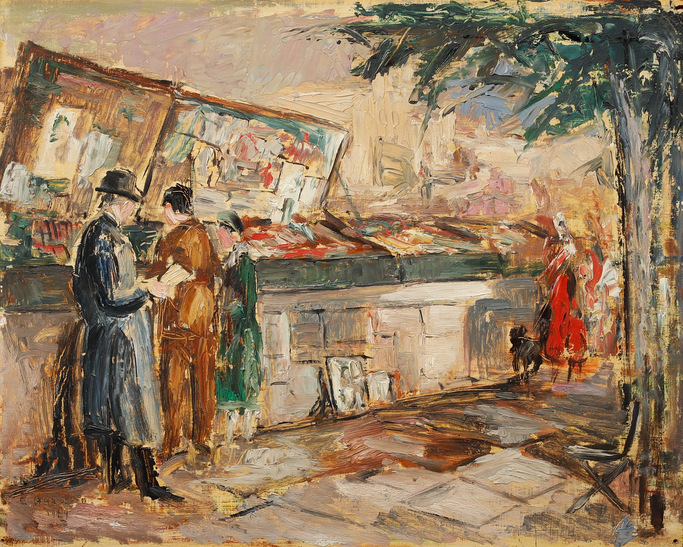 Parismotiv, olja på pannå, signerad och daterad 1929.