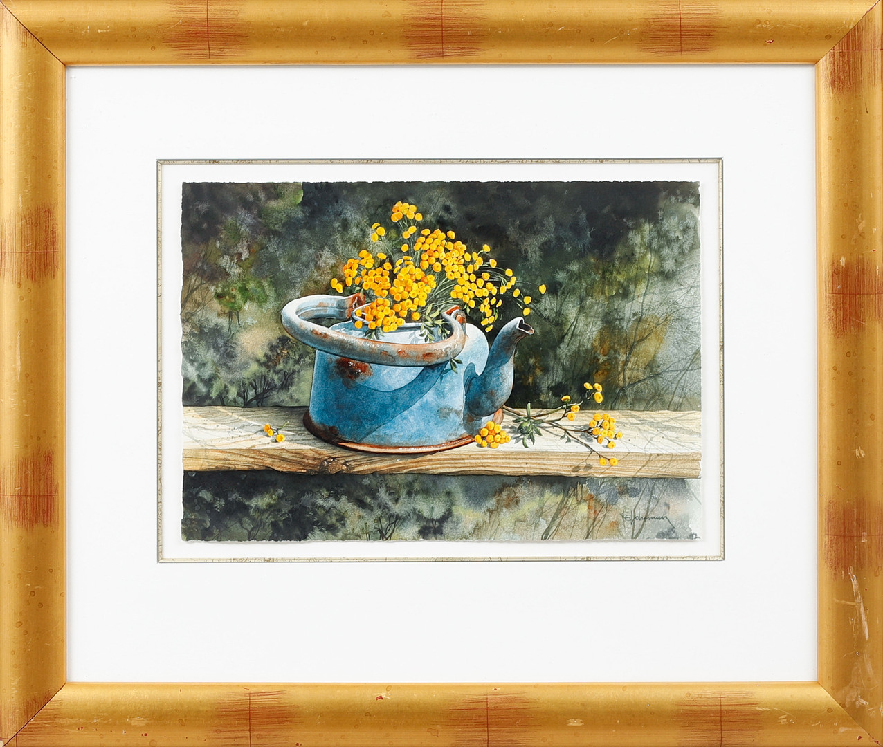 "Blommor i kanna", akvarell, signerad.