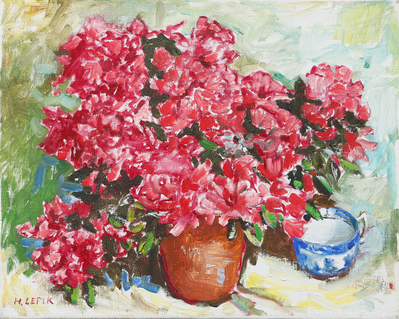 Blomsterstilleben, olja på duk, signerad.