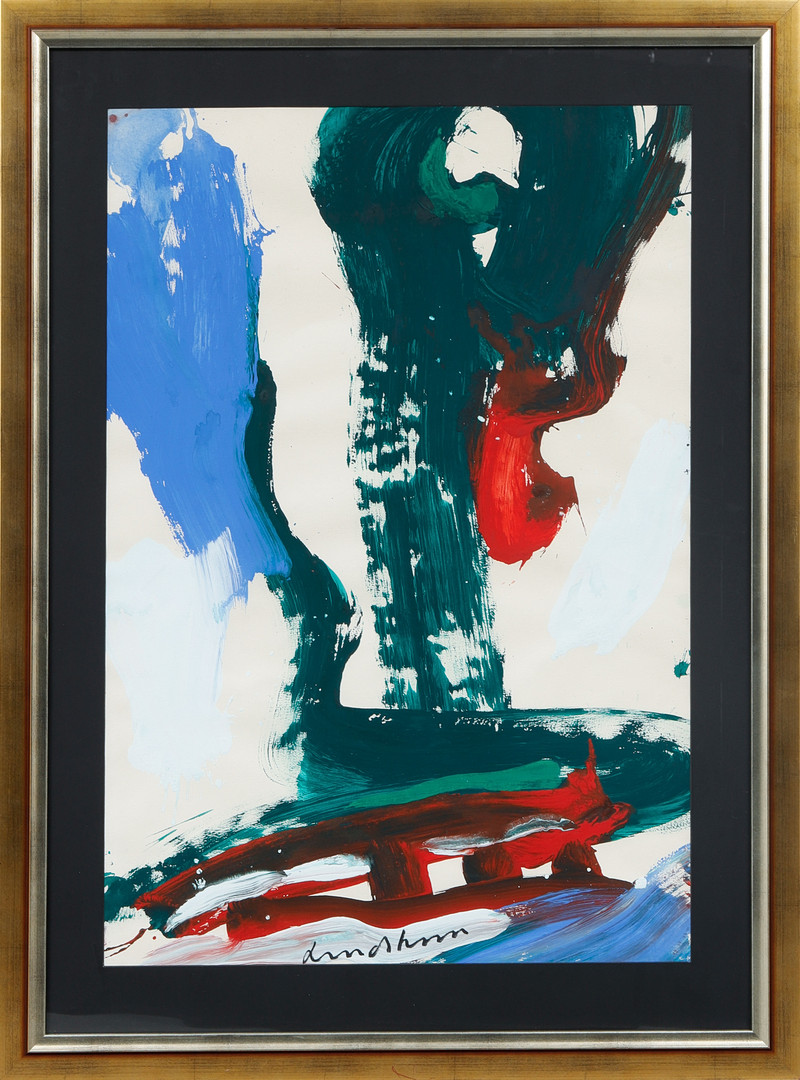 Komposition, gouache/olja på papper, signerad.