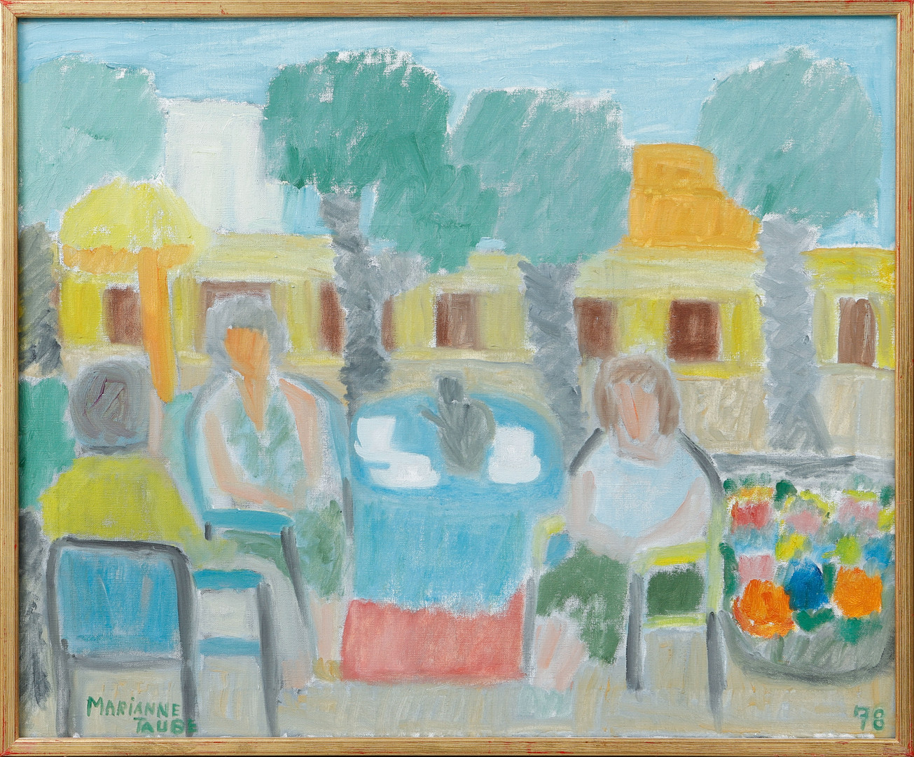 "Strandpromenaden Cattolica", olja på duk, signerad och daterad 78.