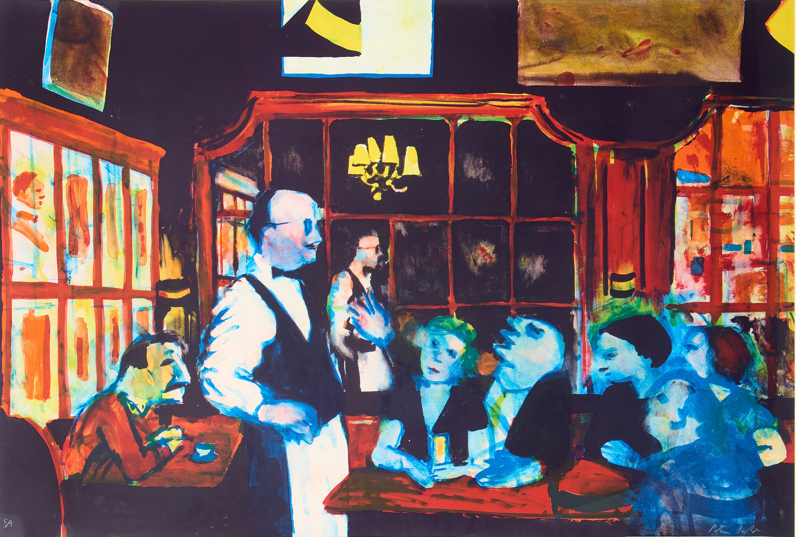 Cafémotiv, litografi.