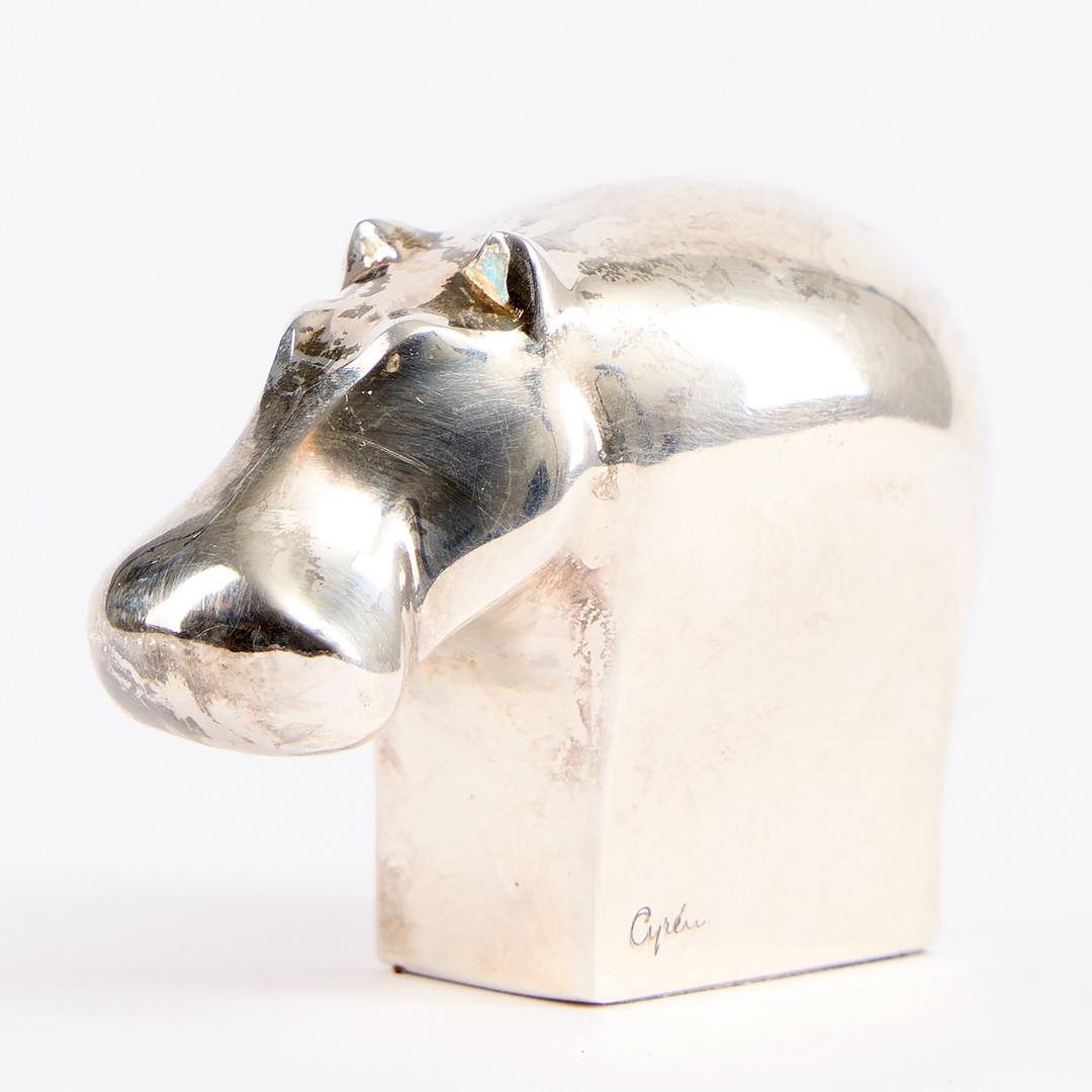 SKULPTUR, flodhäst, metall, Gunnar Cyrén, Dansk Design, Japan.
