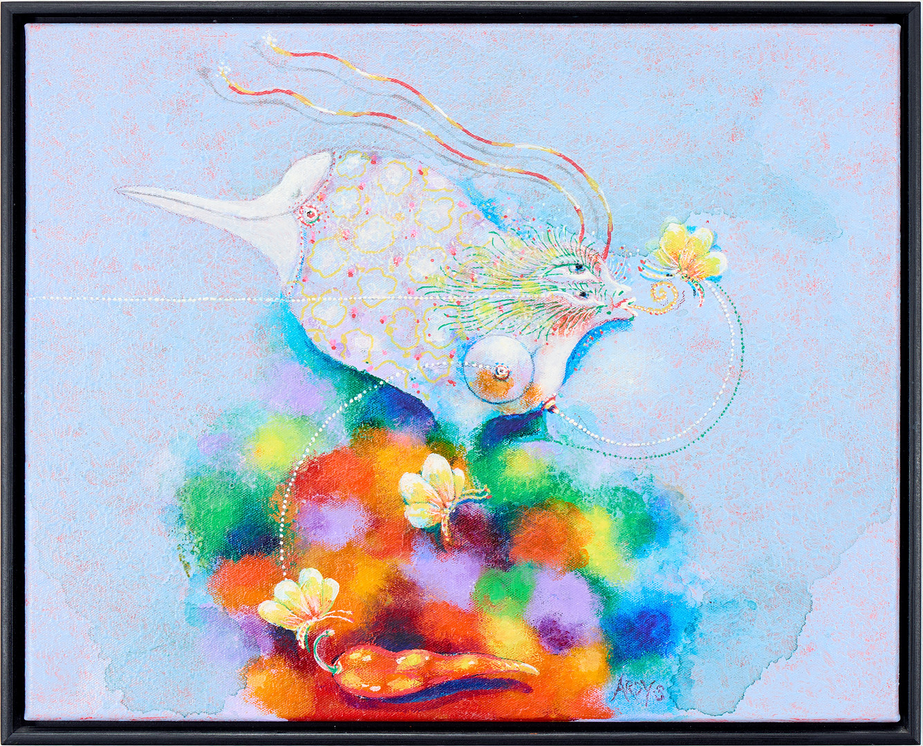 "In a Rainbow Cloud" / "Dans un Nuage Arc en Ciel", akryl på duk.