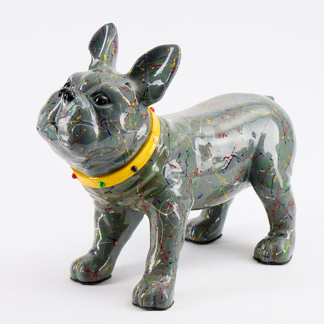 TILLSKRIVEN. SKULPTUR, Fransk bulldog, plast.
