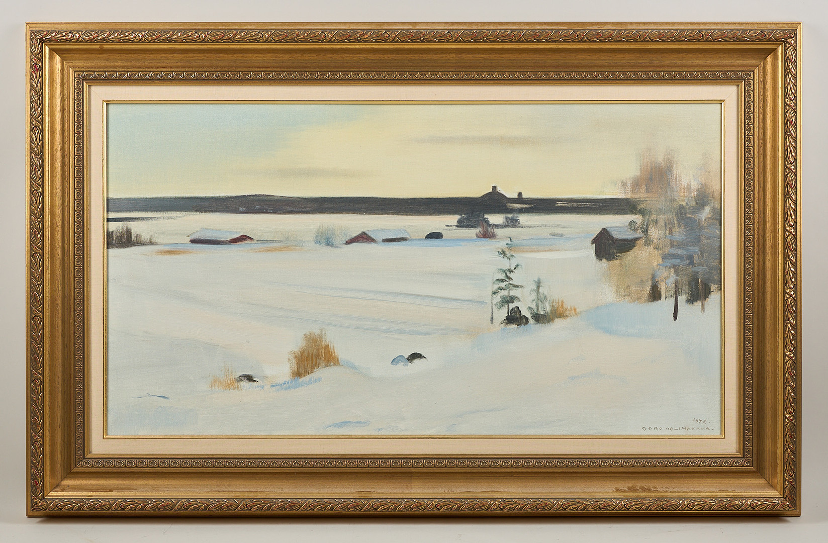 Vinterlandskap, signerad samt daterad 1972, olja på duk.