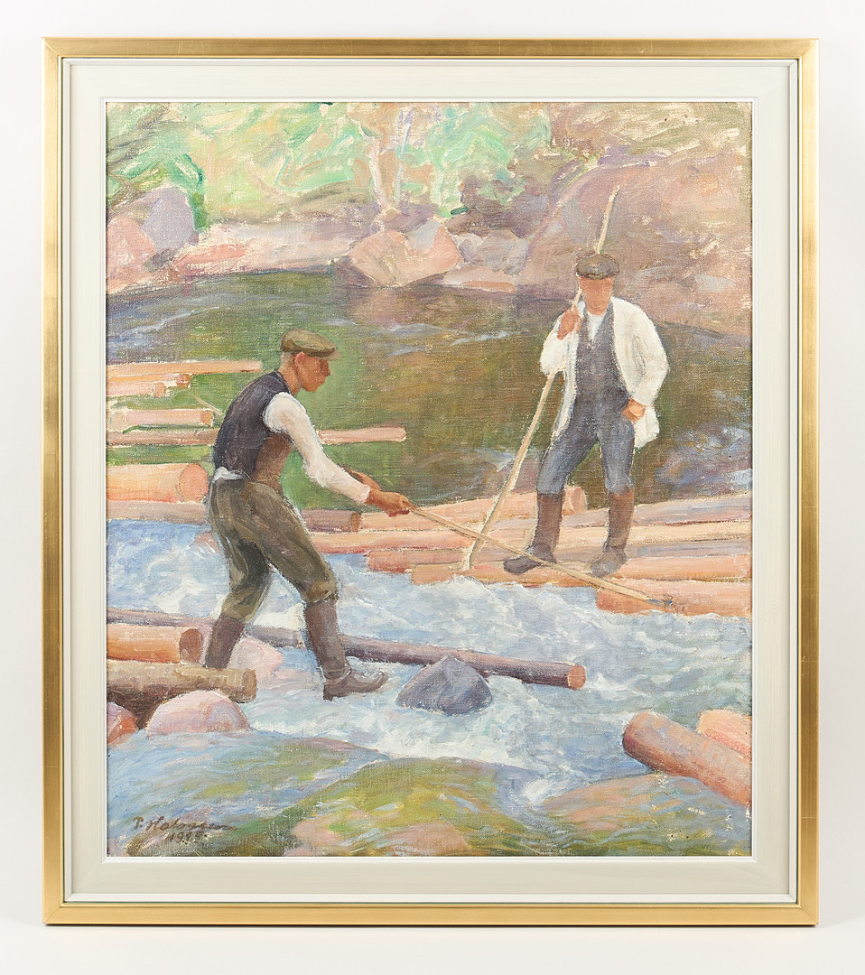 "Stockflottare", signerad samt daterad 1925, olja på duk.