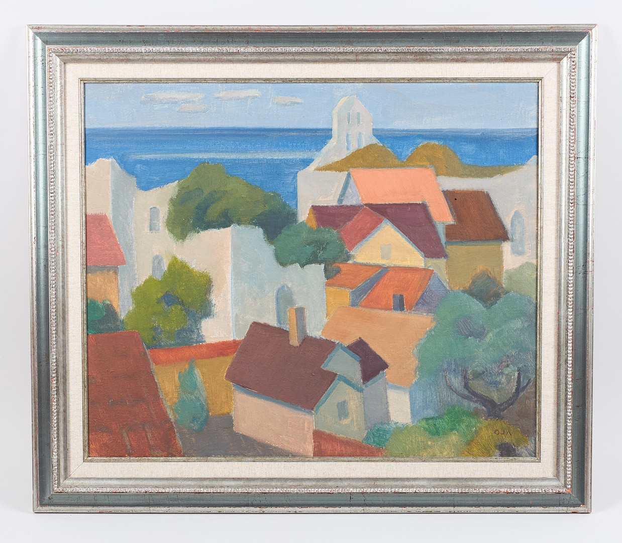 Hustak, Visby, signerad, olja på duk.
