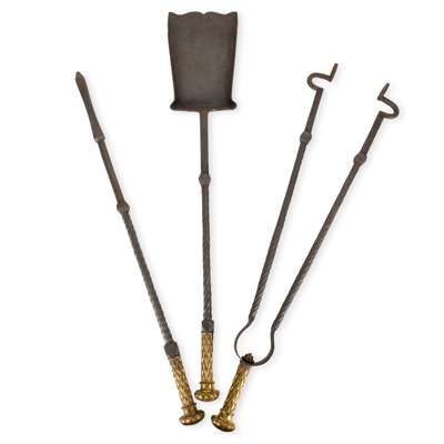 SET OF GOTHIC REVIVAL FIRE IRONS, CIRCA 1850