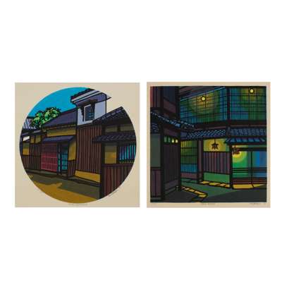 TWO WOODCUTS: 'NARA NIGHT' - 1984 & 'NOON SHADOWS' - 1983
