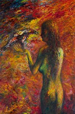 WOMAN WITH SPANISH BIRD - 1994