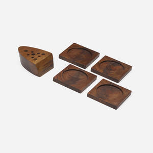 Pen and pencil holder and set of four coasters