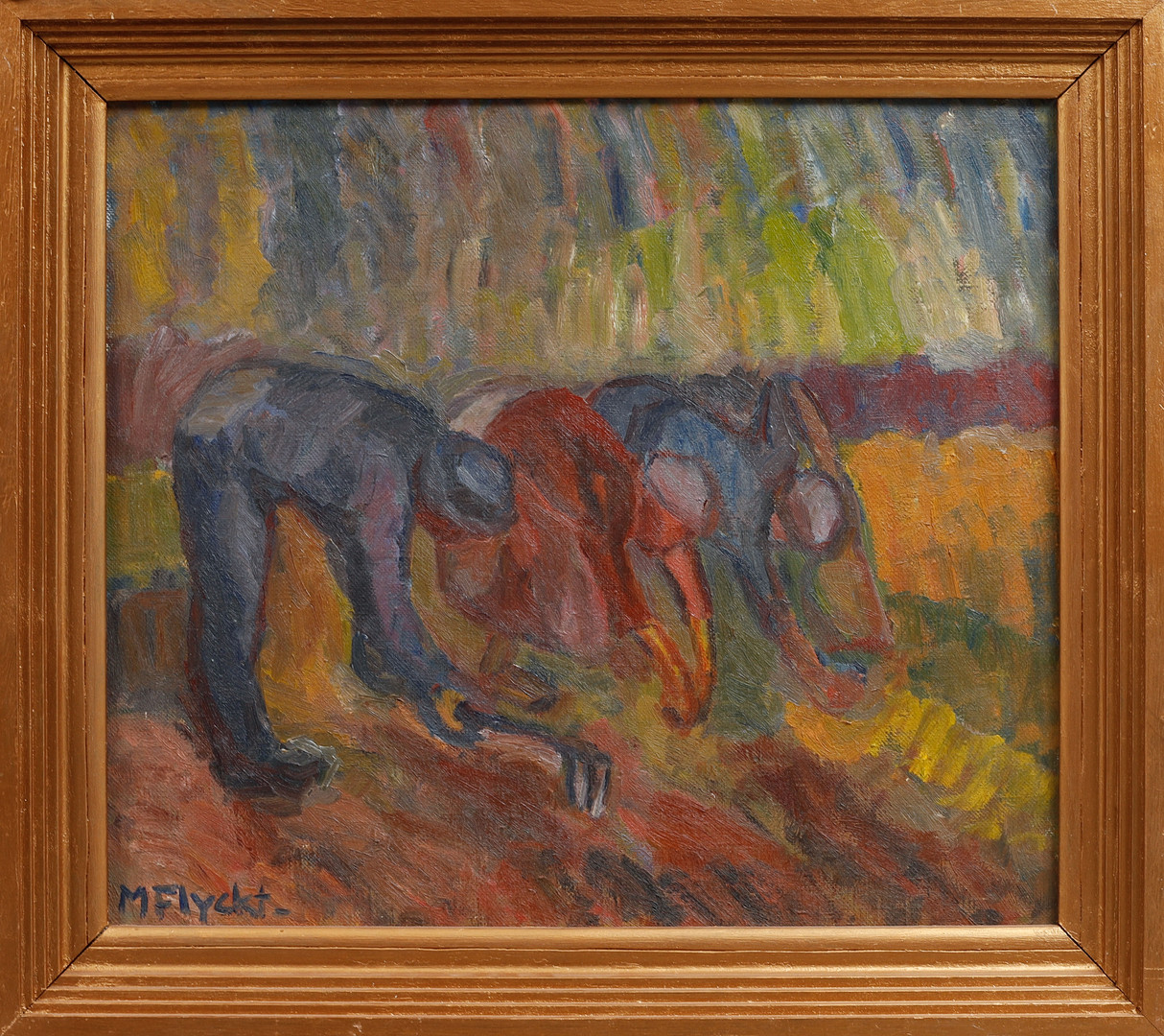 Figurer på åkern, olja på duk, signerad.