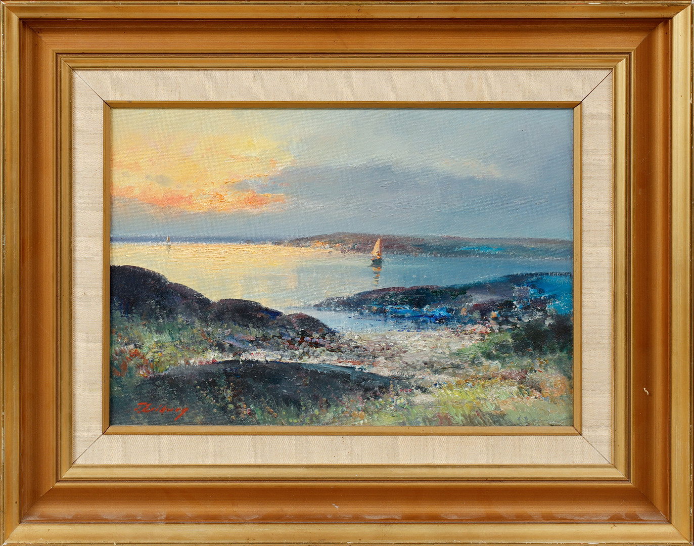Kustbild, olja på duk, signerad.