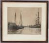 'Amsterdam' etching signed in pencil inscribed label verso 20 x 24.5cm