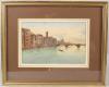 'Florence' twilight view of boatmen on a canal watercolour signed and inscribed