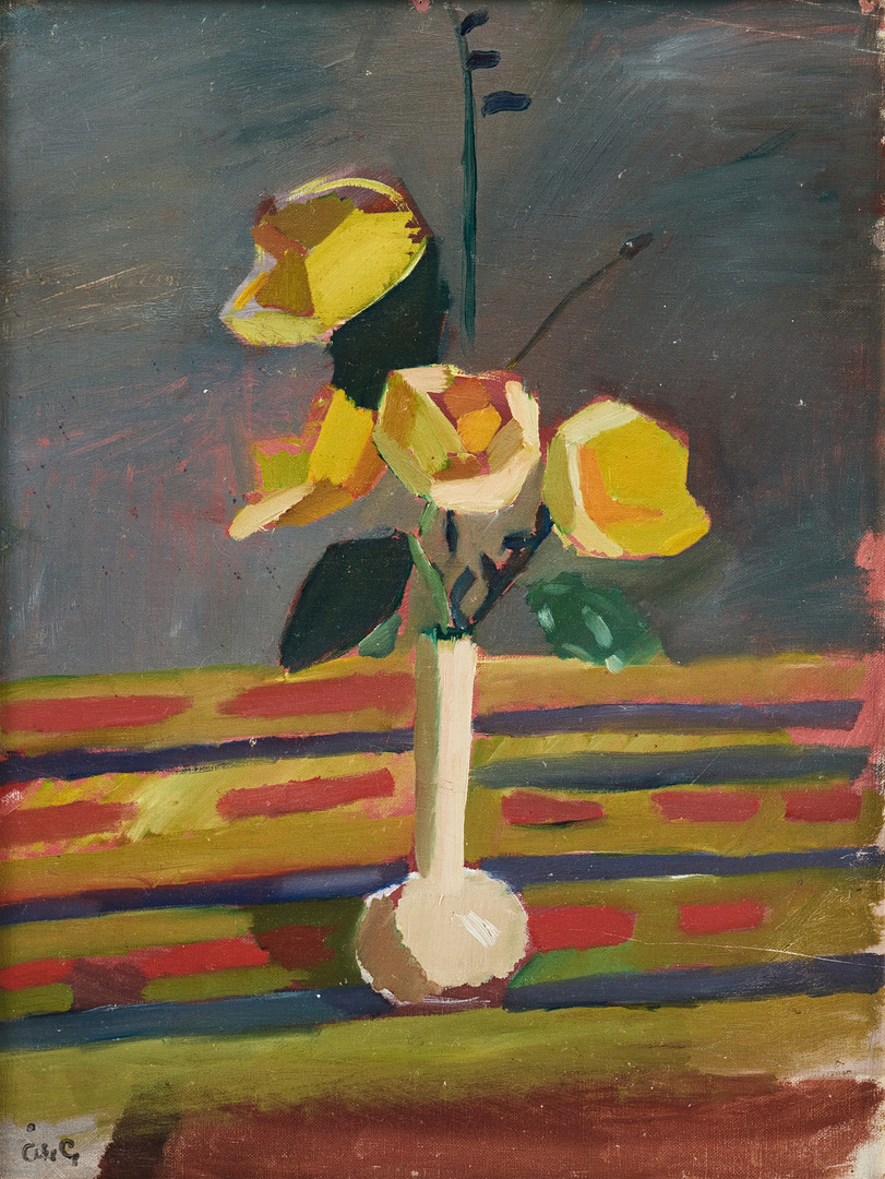 Yellow paper roses.