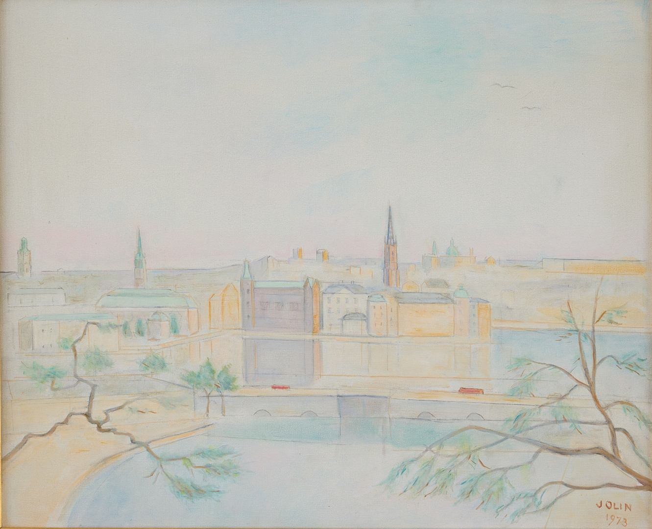 Einar Jolin, Stockholm motif with a view towards Riddarholmen.