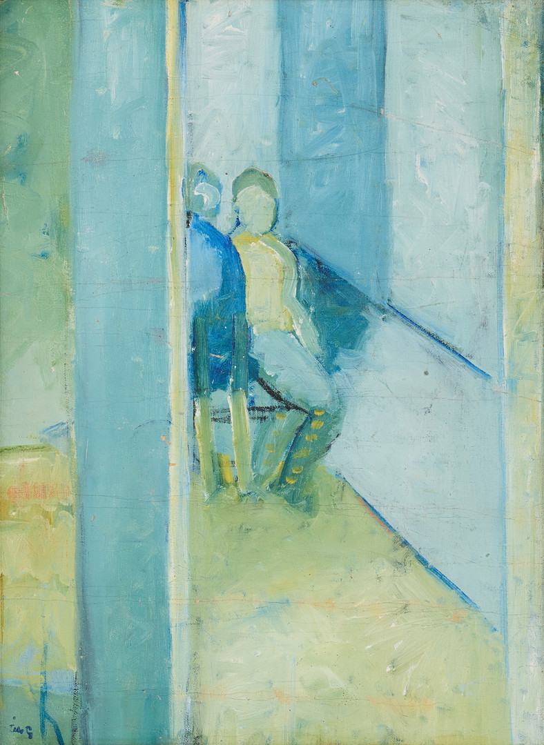 Figures in blue.