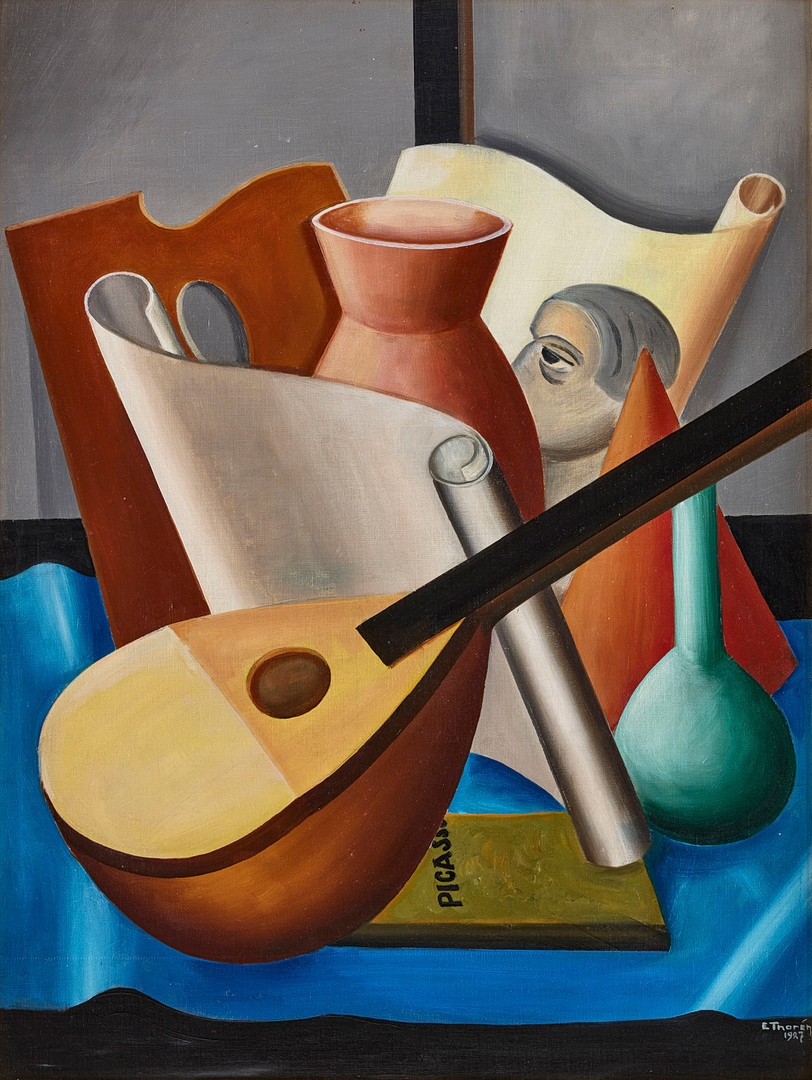 Esaias Thorén, Still life with mandolin and Picasso book.