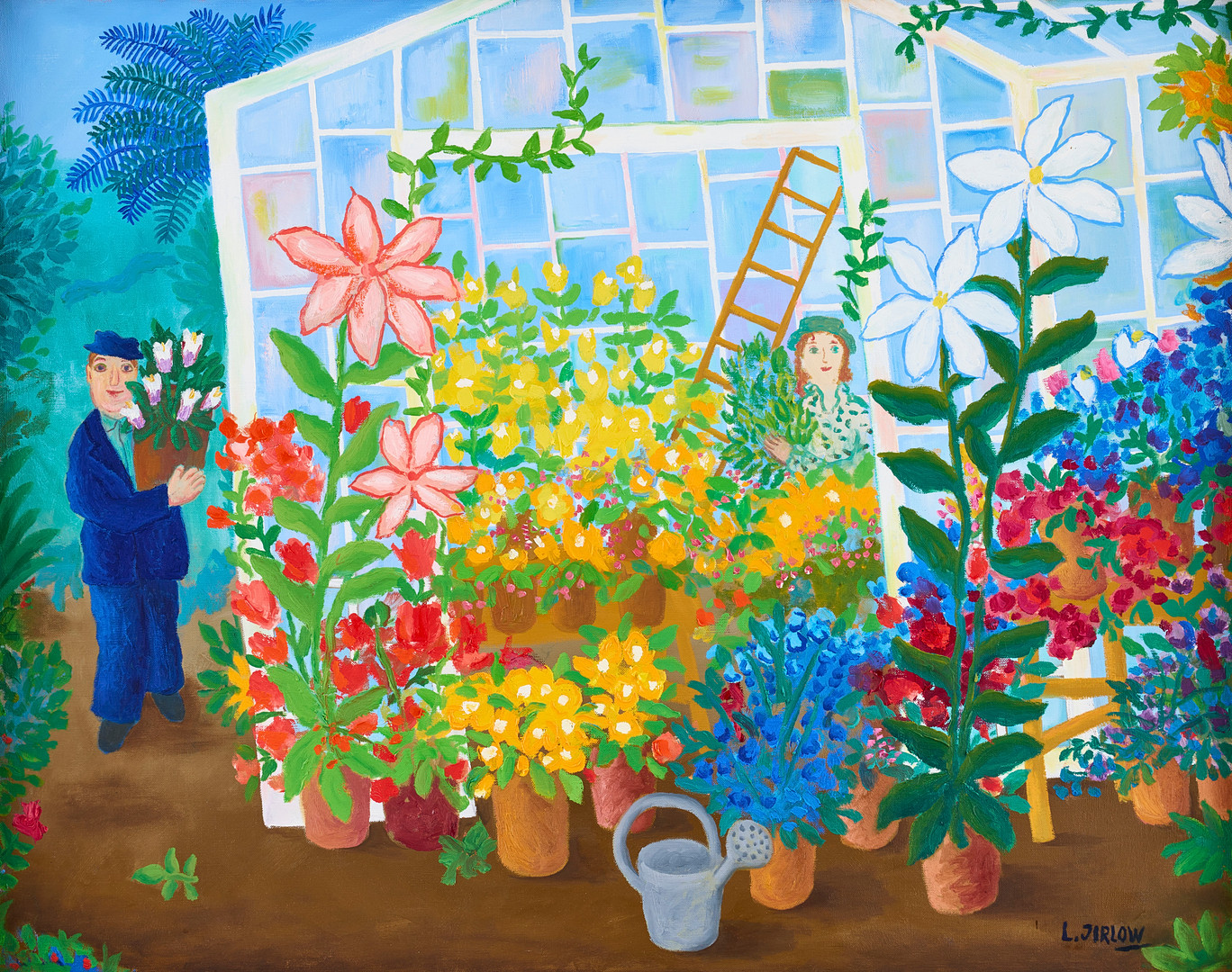 By the greenhouse.