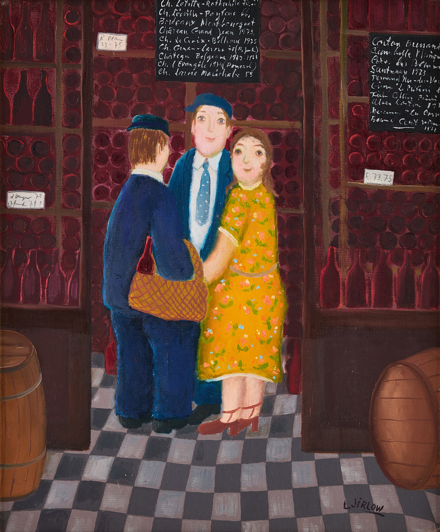 In the wine shop.