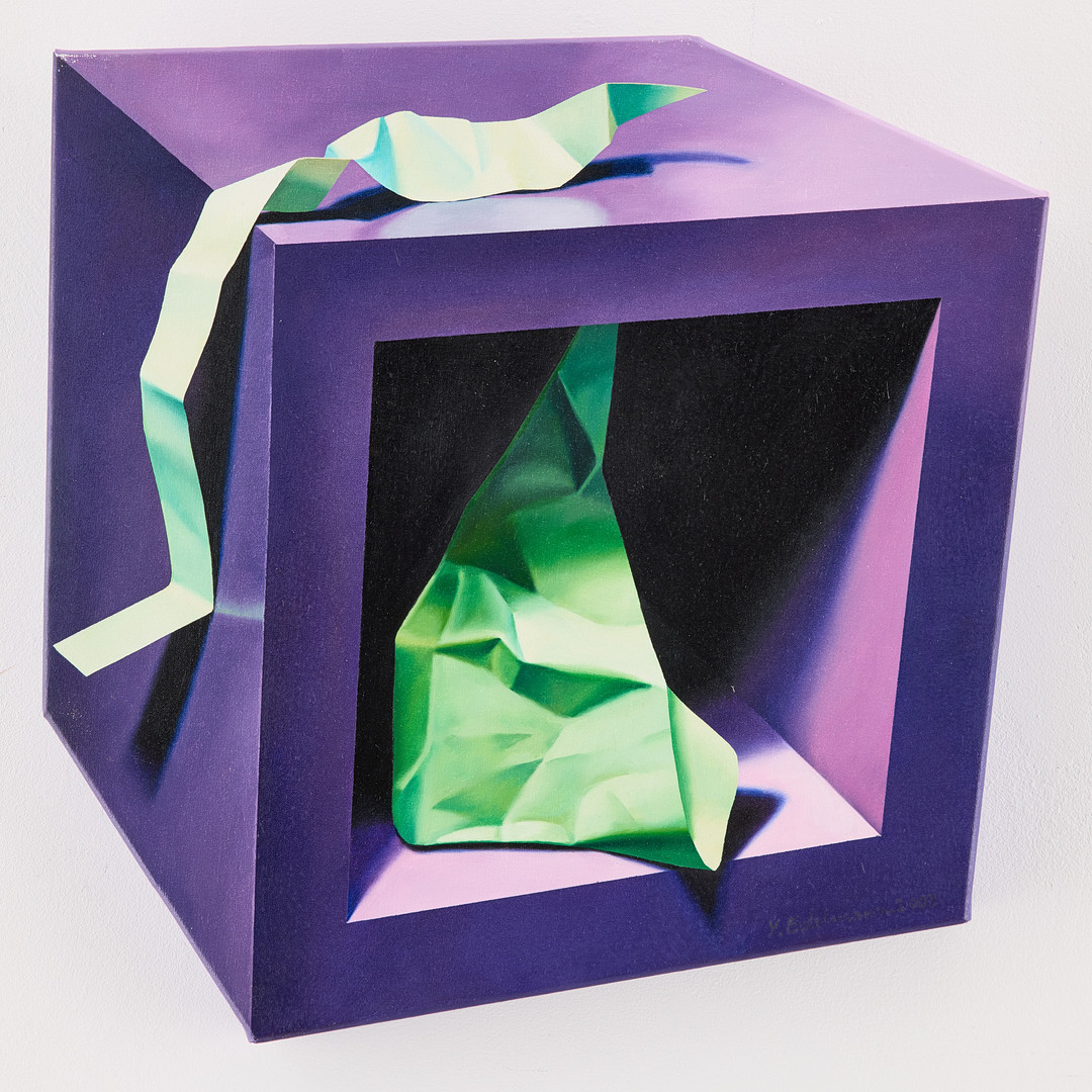 ''Kube with paper objects''.