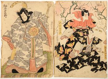 Utagawa Kunisada, Kabuki, actor portraits two pieces.