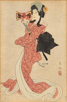 Sansei Bandō Shūchō Shizuka Gozen" (Bandō Shūchō III as Shizuka Gozen).