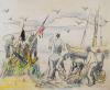 Pechstein, HERMANN MAX  Signed and Dated Chalk Drawing 1931 Fishermen German Expressionism