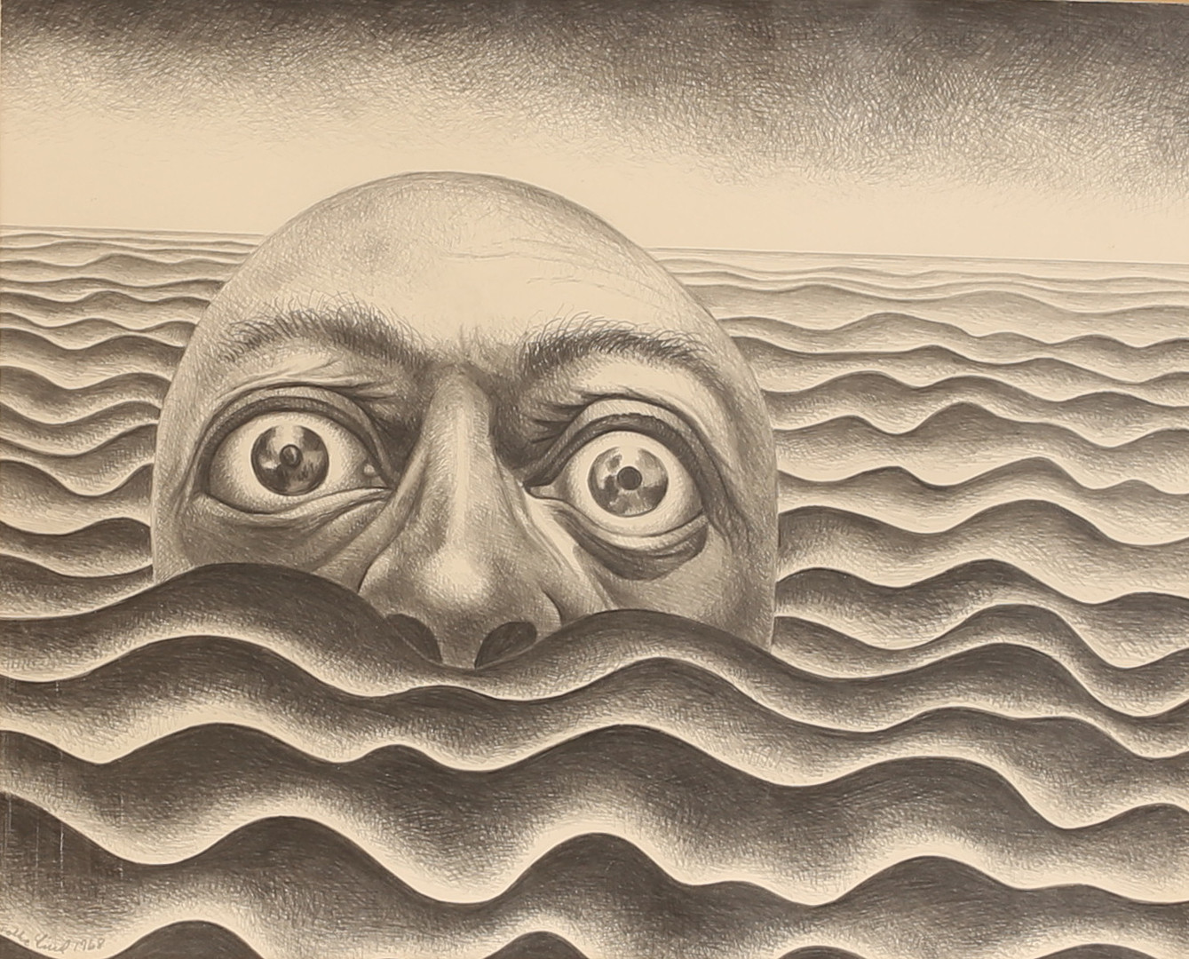 Teckning, signerad 1968.