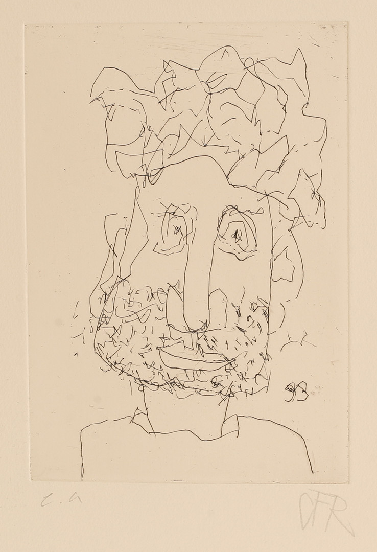 Etsning, "Porträtt av Alberto Giacometti” signerad, EA.