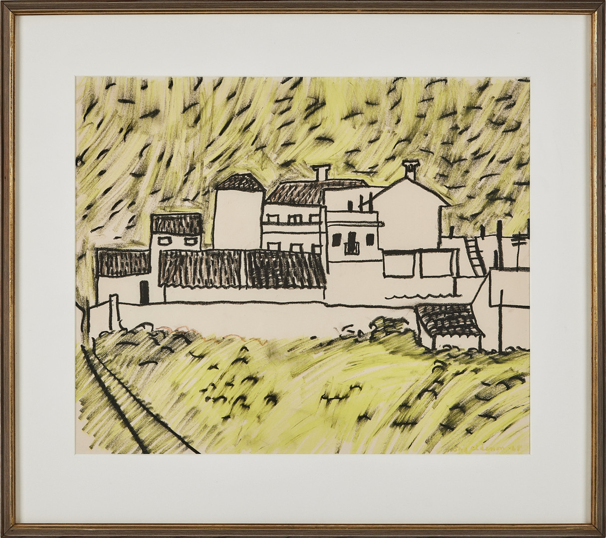stadsmotiv, gouache på papper, signerad och otydligt daterad.