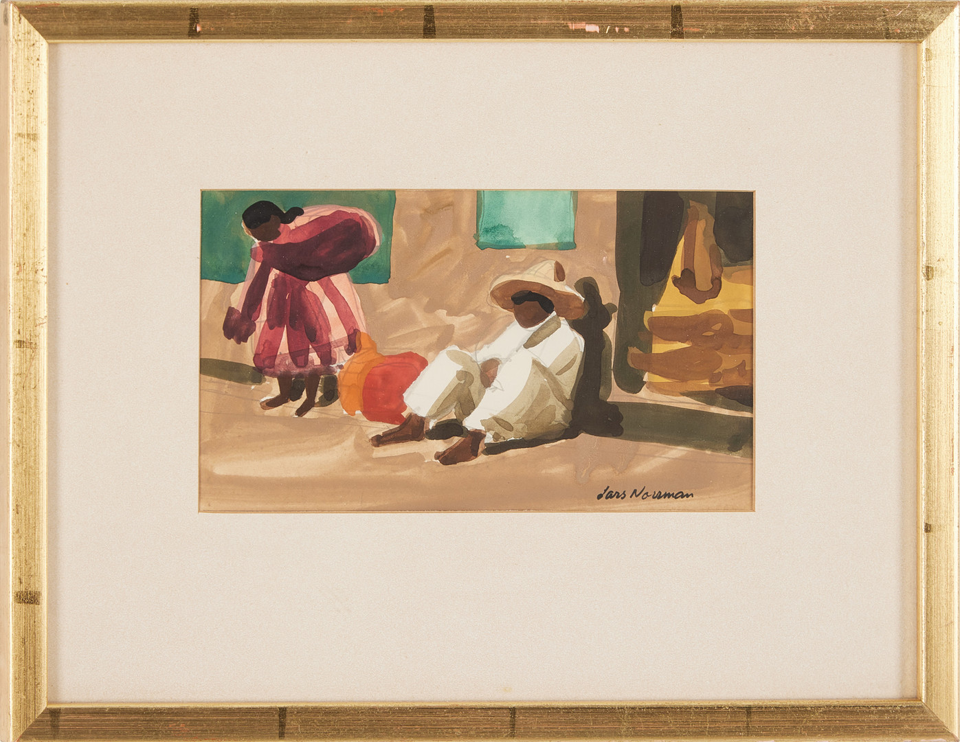 "Mexiko" 40, gouache, signerad Lars Norrman.