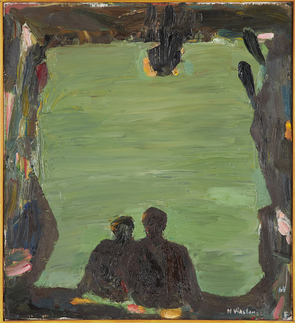 Hans Viksten, Figurer i landskap, olja på duk, signerad H Viksten, samt daterad 64 F.