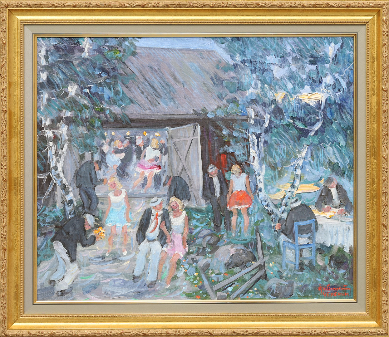 "Dans i Olas-Lada Händelse 1940" olja på duk. Signerad.