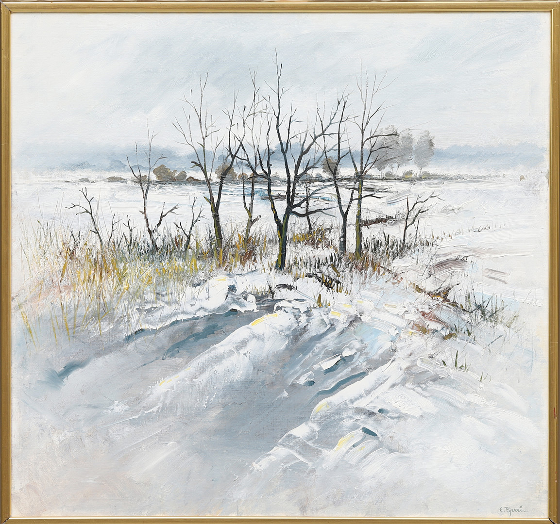 Vinterlandskap. Olja på duk. Signerad.